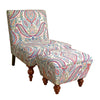 Benzara Wood and Fabric Accent Chair and Ottoman with Printed Paisley Pattern, Pack of Two, Multicolor