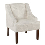 Benzara Fabric Upholstered Wooden Accent Chair with Swooping Arms, Gray and Brown