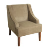 Benzara Fabric Upholstered Wooden Accent Chair with Swooping Arms, Brown