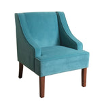 Benzara Fabric Upholstered Wooden Accent Chair with Wingback, Blue and Brown