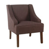 Benzara Fabric Upholstered Wooden Accent Chair with Swooping Armrests, Brown