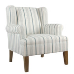Benzara Fabric Upholstered Wooden Accent Chair with Wing Back, Multicolor