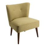 Benzara Fabric Upholstered Wooden Armless Accent Chair with Button Tufting, Beige and Brown