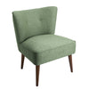 Benzara Fabric Upholstered Wooden Armless Accent Chair with Button Tufting, Green and Brown