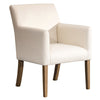 Benzara Leather Upholstered Wooden Dining Side Arm Chair, Cream and Brown
