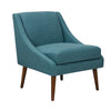 Benzara Fabric Upholstered Wooden Accent Chair with Swooping Armrests, Blue and Brown