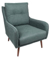 Benzara Button Tufted Fabric Upholstered Wooden Accent Chair with Sleek Armrests, Blue and Brown