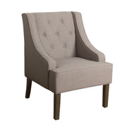 Benzara Fabric Upholstered Wooden Accent Chair with Button Tufting, Brown