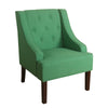 Benzara Fabric Upholstered Wooden Accent Chair with Button Tufting, Green and Brown