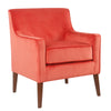 Benzara Fabric Upholstered Wooden Accent Chair with Plush Seat Cushion, Orange and Brown