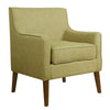Benzara Fabric Upholstered Wooden Accent Chair with Plush Seat Cushion, Green and Brown