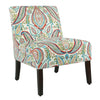 Benzara Fabric Upholstered Wooden Armless Accent Chair with Bold Paisley Pattern, Multicolor