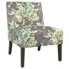 Benzara Fabric Upholstered Wooden Armless Accent Chair with Bold Floral Pattern, Multicolor