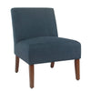 Benzara Fabric Upholstered Wooden Armless Accent Chair, Blue and Brown