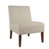 Benzara Fabric Upholstered Wooden Armless Accent Chair, Beige and Brown