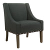 Benzara Fabric Upholstered Accent Chair with Swooping Arms and Nail Head Trim, Black and Brown