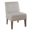 Benzara Fabric Upholstered Wooden Armless Accent Chair with Chevron Pattern, Gray and Brown