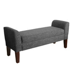 Benzara Fabric Upholstered Wooden Bench with Lift Top Storage and Tapered Feet, Dark Gray