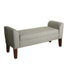 Benzara Fabric Upholstered Wooden Bench with Lift Top Storage and Tapered Feet, Gray