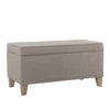 Benzara Fabric Upholstered Wooden Storage Bench with Nail Head Trim Accent, Brown