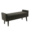 Benzara Grid Patterned Fabric Upholstered Wooden Bench with Lift Top Storage, Black and White