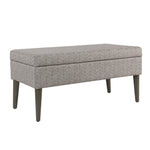 Benzara Chevron Patterned Fabric Upholstered Wooden Bench with Lift Top Storage, Gray