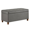 Benzara BM194096 Leatherette Upholstered Wooden Bench, Gray