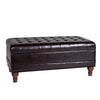 Benzara Leatherette Upholstered Wooden Bench with Button Tufted Lift Top Storage, Brown