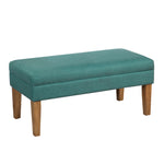 Benzara Fabric Upholstered Wooden Bench with Lift Top Storage, Teal Blue