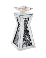 Benzara Hourglass Shape Candle Holder with Faux Crystals, Small, Silver