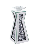 Benzara Hourglass Shape Candle Holder with Faux Crystals, Large, Silver