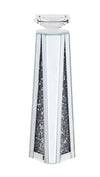 Benzara Wood and Glass Candle Holder with Faux Crystal Inserts, Clear, , Large