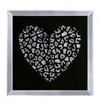 Benzara Square Wall Art with Heart Design and Acrylic Inlay, Silver and Black