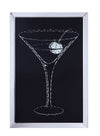 Benzara Wood and Mirror Martini Glass Wall Art, Clear and Black