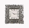 Benzara Wood and Mirror Wall Clock with Glass Crystal Gems, Clear and Black