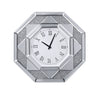 Benzara Octagonal Shaped Mirrored Frame Wall Clock with Faux Crystal Inlay, Silver