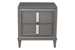 Benzara Wooden Nightstand with Two Drawers and Tapered Legs, Gray and White