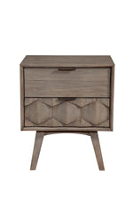 Benzara Stylish Wooden Nightstand with Two Drawers and Flared Legs, Brown