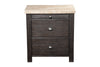 Benzara Wooden Nightstand with Two Drawers and Pull Out Tray, Brown and Beige