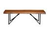 Benzara Rectangular Wooden Bench with Metal Angular Legs and Live Edge Look, Brown and Black