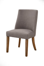 Benzara Fabric Upholstered Wooden Side Chairs with Curved Backrest, Gray and Brown