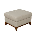 Benzara Fabric Upholstered Pillowtop Ottoman with Wooden Tapered Legs, Gray and Brown