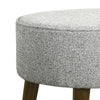Benzara Textured Fabric Upholstered Ottoman with Wooden Angled Tapered Legs, Gray and Brown
