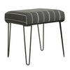 Benzara Metal Framed Stool Ottoman with Stripe Patterned Fabric Upholstered Seat, Gray and Black