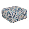 Benzara Floral Patterned Fabric Upholstered Wooden Ottoman with Button Tufted Detailing, Multicolor