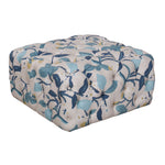 Benzara Floral Patterned Fabric Upholstered Wooden Ottoman with Button Tufted Detailing, Multicolor