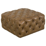 Benzara Faux Leather Upholstered Wooden Ottoman with Button Tufted Detailing, Brown