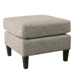 Benzara Textured Fabric Upholstered Pillowtop Ottoman with Wooden Tapered Legs, Cream and Black