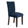Benzara Velvet Upholstered Parsons Dining Chair with Wooden Legs, Navy Blue and Brown,