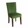 Benzara Velvet Upholstered Parson Dining Chair with Wooden Legs, Green and Brown,